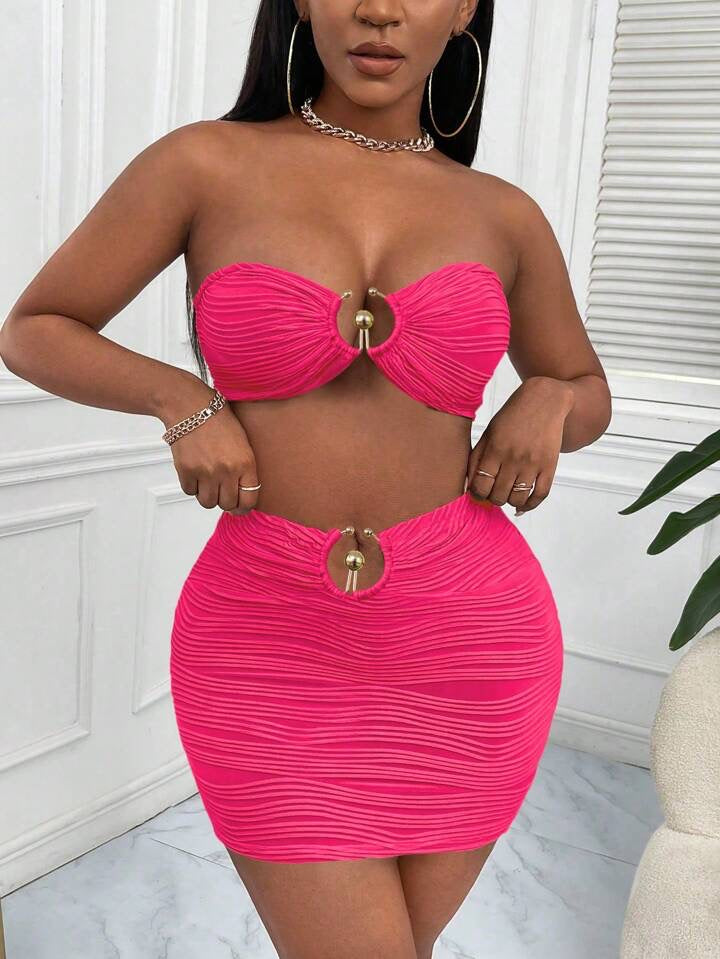Pink Tube Skirt Set