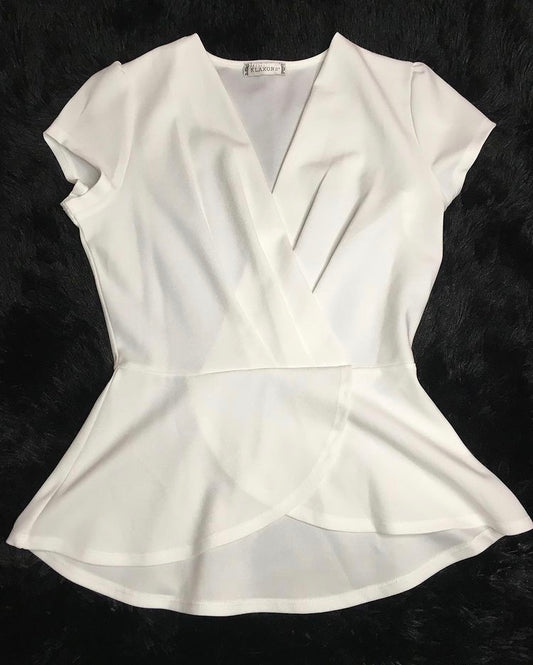 White Peplum Top