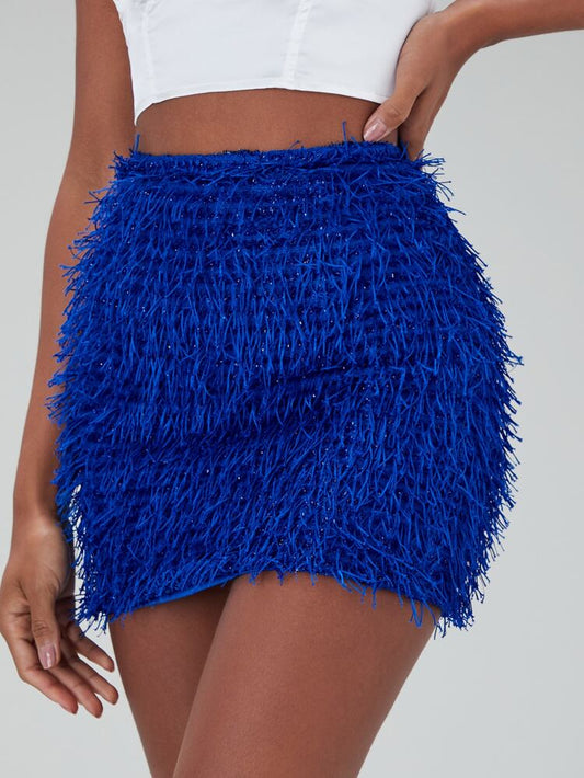 Blue Fringe Skirt